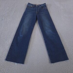 Levi's Jeans Womens 26 Ribcage Straight Dark Wash Raw Hem Button Fly High Rise
